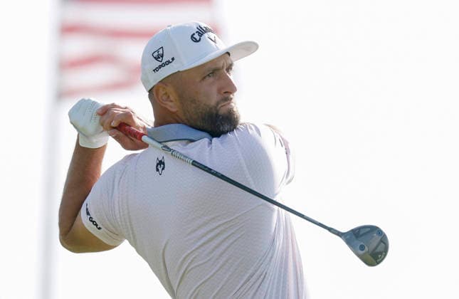 Jon Rahm of Spain tees off on the 14th hole during the first round of the 126th U.S. Open Golf Championship at Shinnecock Hills Golf Club in Southampton, NY, on Thursday, June 18, 2026.  NYC20260618898 JOHNxANGELILLO