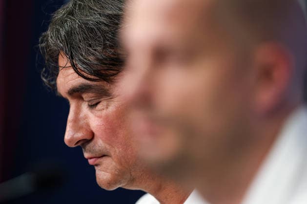 Croatia Training And press conference, PK, Pressekonferenz - FIFA World Cup, WM, Weltmeisterschaft, Fussball 2026 Head Coach of Croatia Zlatko Dalic speaks with a media during the press conference of Croatia National Football Team at training centre at Episcopal High School on June 18, 2026 in Alexandria, Virginia.  IgorxKralj PIXSELL