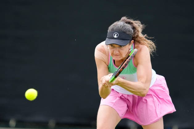 Lexus Nottingham Open - Day Four Jesika Maleckova competes during the quarterfinal doubles match at the 2026 Lexus Nottingham Open Women s tennis tournament at the Nottingham Tennis Centre in Nottingham, England, on June 18, 2026. Nottingham Great Britain United Kingdom  Copyright: xOwenxHammondx originalFilename:hammond-2026lexu260618_np5zt.jpg