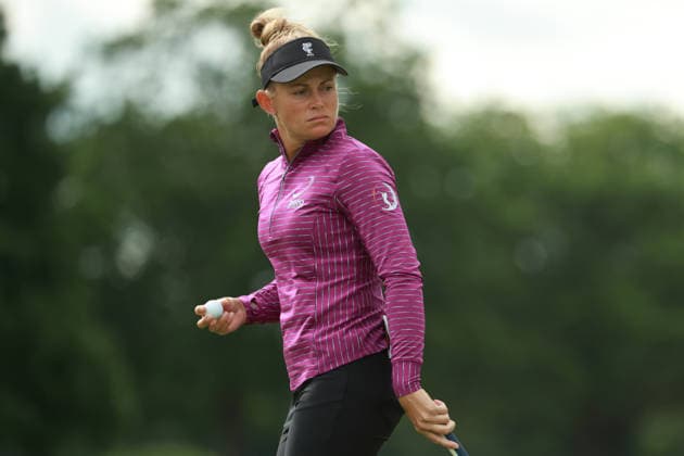 Meijer LPGA, Golf Damen Classic BELMONT, MICHIGAN - JUNE 18: Jessica Porvasnik of the United States walks on the 9th green during the first round of the Meijer LPGA Classic for Simply Give golf tournament at Blythefield Country Club in Belmont, MI, USA Thursday, June 18, 2026. Belmont Michigan United States  Copyright: xJorgexLemusx originalFilename:lemus-meijerlp260618_npW97.jpg