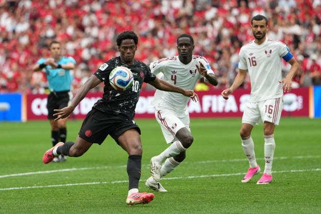 Canada v Qatar - FIFA World Cup, WM, Weltmeisterschaft, Fussball 2026 - Group B VANCOUVER, CANADA - JUNE 18: Jonathan David (10) of Canada scores a goal during the 2026 FIFA World Cup First Stage Group B match between Canada and Qatar at BC Place Stadium in Vancouver, Canada on June 18, 2026. Ercin Erturk Anadolu British Columbia Canada. Editorial use only. Please get in touch for any other usage.  Copyright: x2026xAnadoluxErcinxErturkx