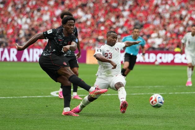 Canada v Qatar - FIFA World Cup, WM, Weltmeisterschaft, Fussball 2026 - Group B VANCOUVER, CANADA - JUNE 18: Jonathan David (10) of Canada scores a goal during the 2026 FIFA World Cup First Stage Group B match between Canada and Qatar at BC Place Stadium in Vancouver, Canada on June 18, 2026. Ercin Erturk Anadolu British Columbia Canada. Editorial use only. Please get in touch for any other usage.  Copyright: x2026xAnadoluxErcinxErturkx