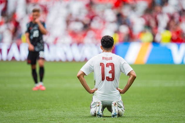 FIFA World Cup, WM, Weltmeisterschaft, Fussball 2026 - Group B - Canada vs Qatar Qatar defender Ayoub Al-Oui reacts following the defeat during the FIFA World Cup 2026 group stage match between Canada and Qatar in Vancouver, Canada, 18 June 2026. VANCOUVER Canada  Copyright: xBOBxFRIDx