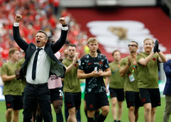 June 18, 2026, Vancouver, British Columbia, Canada: Coach Jesse Marsch of Canada celebrates the victory during the World Cup match between Canada v Qatar at BC Place Vancouver. Vancouver Canada - ZUMAc132 20260618_fap_c132_002 Copyright: xAndrewxChinx