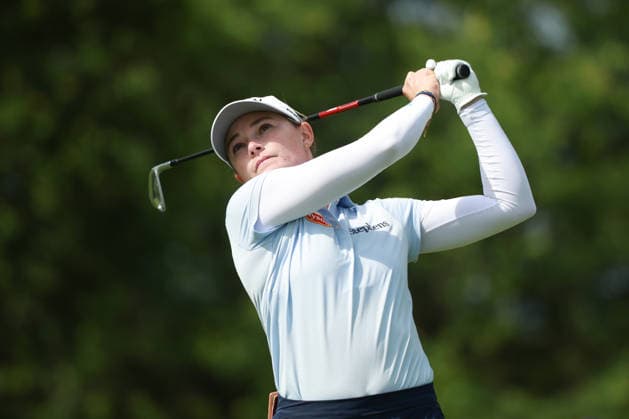 Meijer LPGA, Golf Damen Classic BELMONT, MICHIGAN - JUNE 18: Brooke Mathews of the United States plays her tee shot on the 11th hole during the first round of the Meijer LPGA Classic for Simply Give golf tournament at Blythefield Country Club in Belmont, MI, USA Thursday, June 18, 2026. Belmont Michigan United States  Copyright: xJorgexLemusx originalFilename:lemus-meijerlp260618_np172.jpg