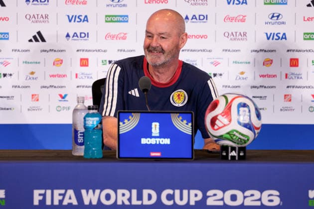 (260619) -- BOSTON, June 19, 2026 -- Stephen Clarke, head coach of Scotland, attends a press conference, PK, Pressekonferenz ahead of the group C match against Morocco at the FIFA World Cup, WM, Weltmeisterschaft, Fussball 2026 in Boston, the United States, June 18, 2026. ) (SP)U.S.-BOSTON-FOOTBALL-FIFA WORLD CUP-PRESS CONFERENCE-SCOTLAND ChenxYichen 