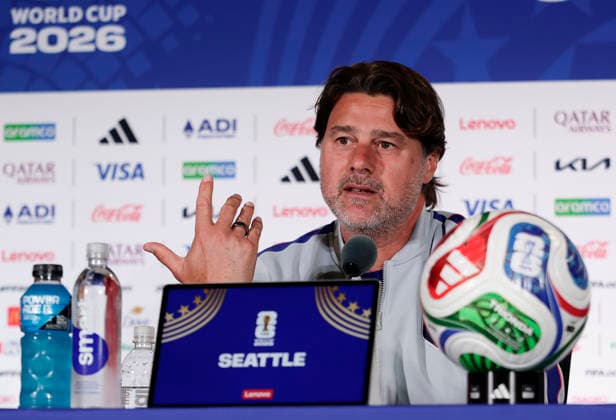 (260619) -- SEATTLE, June 19, 2026 -- Mauricio Pochettino, head coach of the United States, attends a press conference, PK, Pressekonferenz ahead of a group D match between the United States and Australia at the 2026 FIFA World Cup, WM, Weltmeisterschaft, Fussball in Seattle, the United States, June 18, 2026. (Photo by Xinhua) (SP)U.S.-SEATTLE-FOOTBALL-FIFA WORLD CUP-PRESS CONFERENCE-USA ArthurxDong 