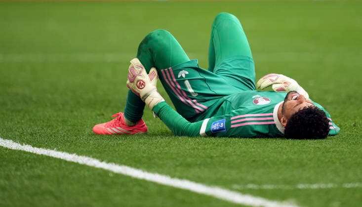 (260619) -- VANCOUVER, June 19, 2026 -- Mahmoud Abunada, goalkeeper of Qatar, is seen during the group B match between Canada and Qatar at the 2026 FIFA World Cup, WM, Weltmeisterschaft, Fussball at BC Place Vancouver in Vancouver, Canada, June 18, 2026. ) (SP)CANADA-VANCOUVER-FOOTBALL-FIFA WORLD CUP-GROUP B-CAN VS QAT MengxYongmin 