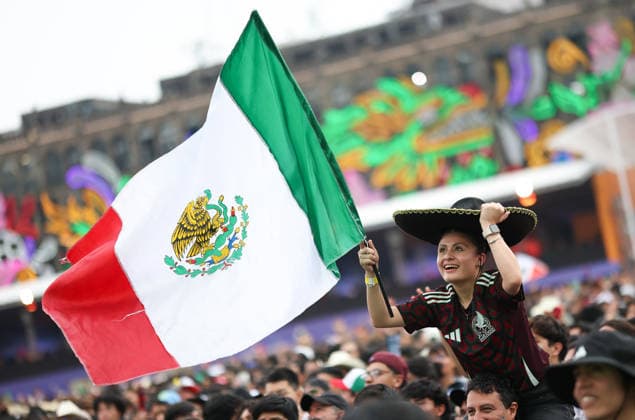 (260619) -- MEXICO CITY, June 19, 2026 -- A fan of Mexico is seen while waiting to watch the live broadcast of a group A match between Mexico and South Korea at the 2026 FIFA World Cup, WM, Weltmeisterschaft, Fussball at a square in Mexico City, Mexico, June 18, 2026. (Photo by Xinhua) (SP)MEXICO-MEXICO CITY-FOOTBALL-FIFA WORLD CUP-FANS FranciscoxCanedo 