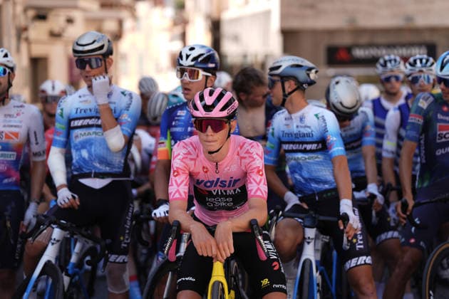 Start the race Belgium s Matisse Van Kerckhove of Team Visma Lease A Bike Development during Stage 6 of the Giro Next Gen 2026, from Velletri to Subiaco-Monte Livata, Italy, Friday, June 19, 2026.  Copyright: xMassimoxPaolone LaPressex