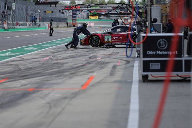 Pit lane, Detail, Bastian Buus (DK Land-Motorsport), Porsche 911 GT3 R Evo DTM (German Touring Car Championship) - Round 3 - Free Practice, DEKRA Lausitzring on 19.06.2026. Brandenburg Deutschland Copyright: xO.Franke,xSportblen.dex