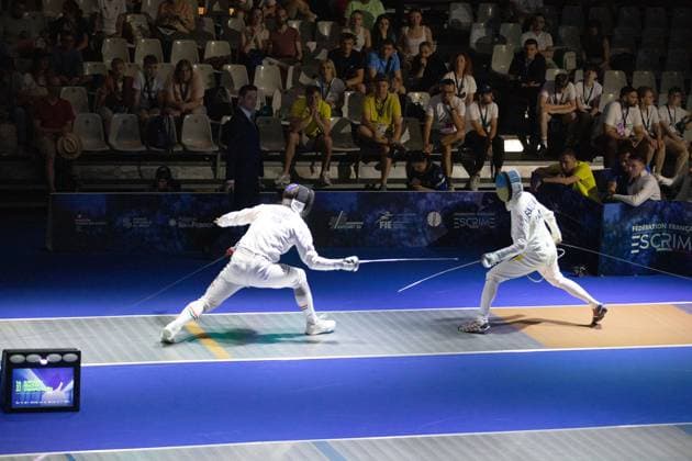 June 19, 2026, Antony, Hauts-De-Seine, France: Paris, France: Ukraine defeated Hungary in the quarterfinals of the team men s o po e event at the European Fencing Championships in Antony. France News - June 19, 2026  - ZUMAp284 20260619_zip_p284_003 Copyright: xMickaelxPintax