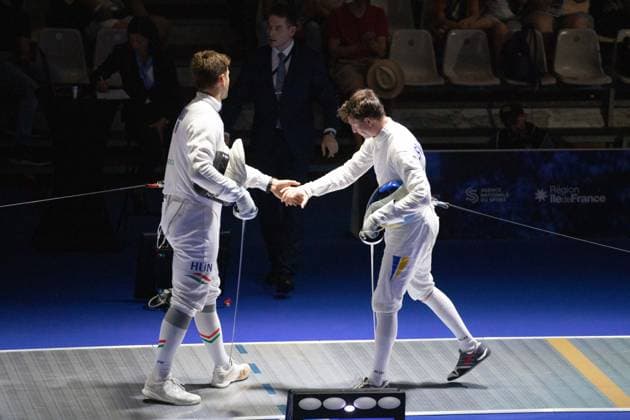 June 19, 2026, Antony, Hauts-De-Seine, France: Paris, France: Ukraine defeated Hungary in the quarterfinals of the team men s o po e event at the European Fencing Championships in Antony. Antony France - ZUMAp284 20260619_zip_p284_009 Copyright: xMickaelxPintax
