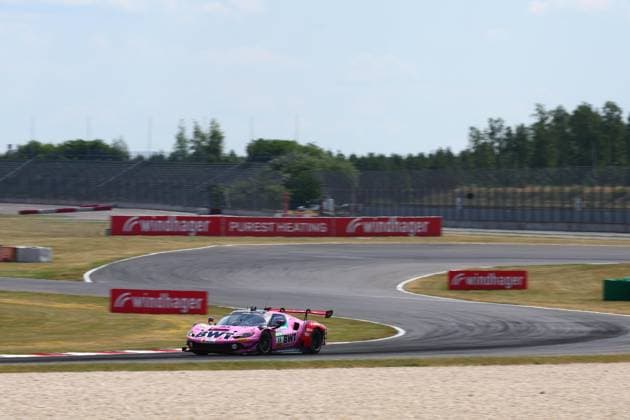 14 Matteo Cairoli, Emil Frey Racing, Ferrari 296 GT3 Evo, action photo taken at Hoch Zwei Klettwitz, Germany,detected_source_language