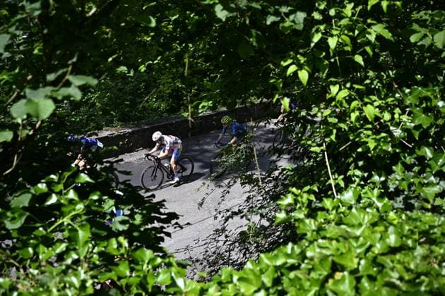 The pack of riders pictured in action during stage 3 of the Baloise Belgium Tour cycling race, 173km from and to Durbuy, on Friday 19 June 2026. The Baloise Belgium Tour takes place from 17 to 21 June. JASPERxJACOBS  x178269979x