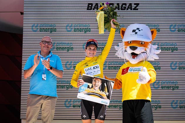 LONGO BORGHINI Elisa Tour de Suisse Women 2026 Stage 3 LONGO BORGHINI Elisa ITA UAE Team ADQ Leader Jersey Award Ceremony Medal Ceremony Podium Landscape Format Landscape Event Tour de Suisse Stage 3 Elite Women Category Cycling Road Cycling Cycling Tour Elite Women WWT Location Europe Switzerland Start Finish Bad Ragaz Discipline Road Race RR Cycling Tour Distance 120.8 km Date June 19, 2026 Friday,detected_source_language