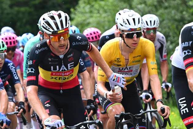 Tour de Suisse 2026 Stage 3 BAD RAGAZ, SWITZERLAND - JUNE 19 : Wellens Tim (BEL) of UAE Team Emirates - XRG and Pogacar Tadej (SLO) of UAE Team Emirates - XRG during stage 3 of the 89th edition of Tour de Suisse an UCI World Tour 2.UWT cycling road race stage for Men Elite of 157.9 km with start in Bad Ragaz and finish in Bad Ragaz on June 19, 2026 in Bad Ragaz, Switzerland, 19 06 2026 ( Motordriver Guy De Vuyst - Bad Ragaz Switzerland  Copyright: xVincentxKalutx