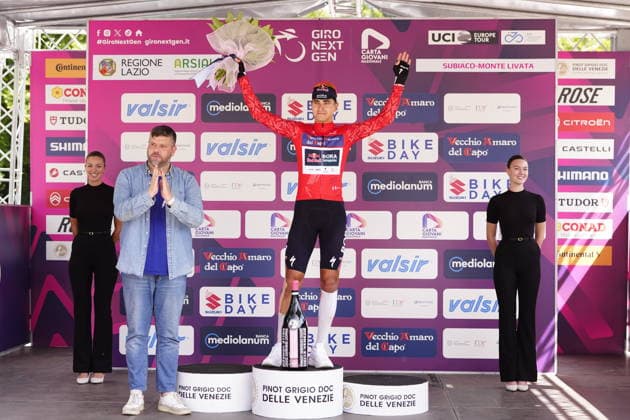 Italy s Davide Donati of Red Bull - Bora - Hansgrohe Rookies red jersey during Stage 6 of the Giro Next Generation from Velletri - Subiaco to Monte Livata Italy, June 19, 2026(Photo Fabio Ferrari LaPresse)  Copyright: xFabioxFerrarix LaPressex
