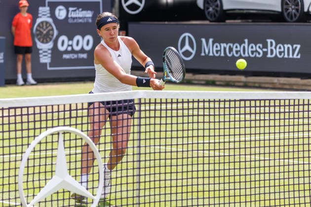 Berlin, June 15, 2026, Tennis VANDA Pharmaceuticals BERLIN TENNIS OPEN 2026 at Steffi Graf Stadium Women’s Singles A Sabalenka vs. Bartunkova (CZE) Nikola Bartunkova returns a ball VANDA Pharmaceuticals BERLIN TENNIS OPEN 2026,detected_source_language