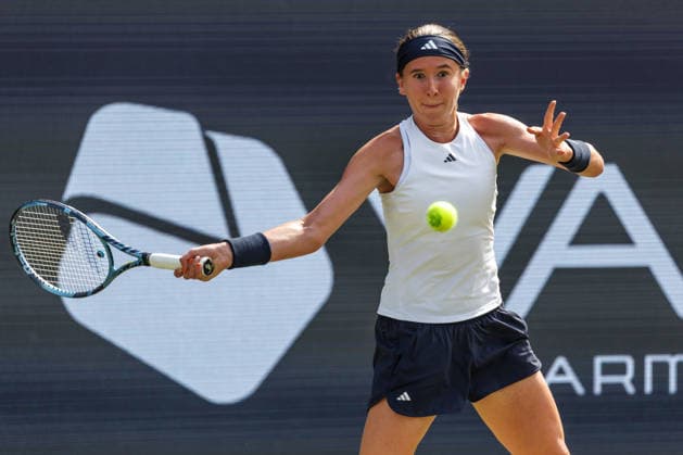 Berlin, June 15, 2026, Tennis VANDA Pharmaceuticals BERLIN TENNIS OPEN 2026 at Steffi Graf Stadium Women’s Singles A Sabalenka vs. Bartunkova (CZE) Nikola Bartunkova returns a ball VANDA Pharmaceuticals BERLIN TENNIS OPEN 2026,detected_source_language