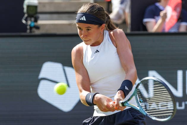 Berlin, June 15, 2026, Tennis VANDA Pharmaceuticals BERLIN TENNIS OPEN 2026 at Steffi Graf Stadium Women’s Singles A Sabalenka vs. Bartunkova (CZE) Nikola Bartunkova returns a ball VANDA Pharmaceuticals BERLIN TENNIS OPEN 2026,detected_source_language