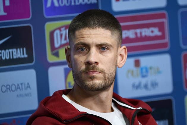 Alexandria, 190626. Croatian players Andrej Kramaric and Luka Vuskovic at the press conference, PK, Pressekonferenz of the Croatian national football team at the training center of the World Cup base camp, located at the Episcopal High School. Photo: Boris Kovacev CROPIX Copyright: xxBorisxKovacevx xCROPIXx croatia_football_conference01-190638
