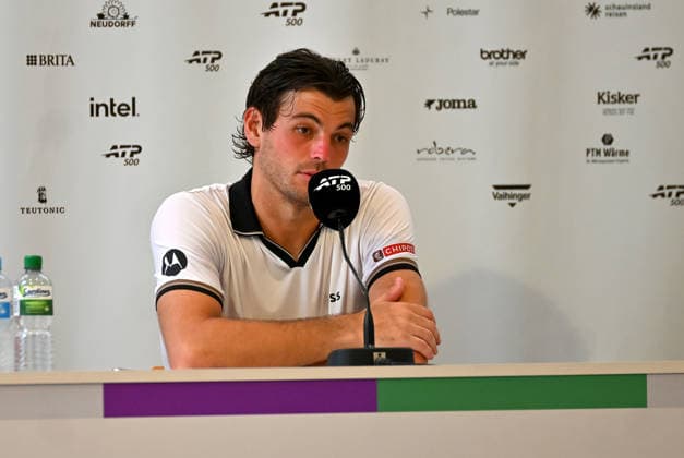 Taylor Fritz (USA) during a press conference at the TERRA WORTMANN Open 2026, Tennis, ATP, Mens 500, Tournament, Main Draw, Quarterfinals, June 19, 2026, TERRA WORTMANN Open 2026, Tennis, ATP, Men’s 500, Tournament, Main Draw, Quarterfinals, June 19, 2026, Halle,detected_source_language Copyright: xEibner-Pressefoto RobertxGertzenx EP_RGN