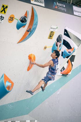 June 19, 2026 Climbing Bouldering World Climbing Series Innsbruck 2026 Mens Semifinals Tomoa Narasaki JPN Innsbruck Climbing Center Innsbruck, Austria,detected_source_language
