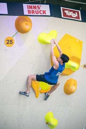 June 19, 2026 Climbing Bouldering World Climbing Series Innsbruck 2026 Mens Semifinals Sam Avezou FRA Innsbruck Climbing Center Innsbruck Austria,detected_source_language
