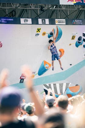 June 19, 2026 Climbing Bouldering World Climbing Series Innsbruck 2026 Mens Semifinals Sorato Anraku JPN Innsbruck Climbing Center Innsbruck, Austria,detected_source_language