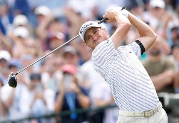 Justin Thomas tees off on the 1st hole during the second round of the 126th U.S. Open Golf Championship at Shinnecock Hills Golf Club in Southampton, NY, on Friday, June 19, 2026.  NYC20260619831 JOHNxANGELILLO