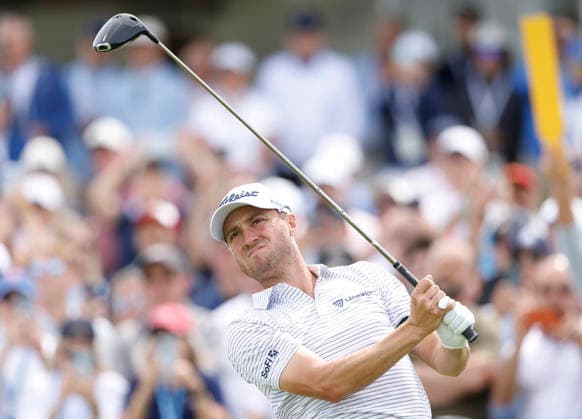Justin Thomas tees off on the 1st hole during the second round of the 126th U.S. Open Golf Championship at Shinnecock Hills Golf Club in Southampton, NY, on Friday, June 19, 2026.  NYC20260619832 JOHNxANGELILLO
