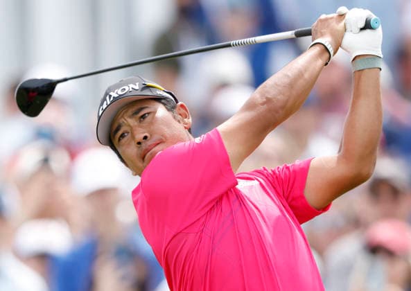 Hideki Matsuyama of Japan tees off on the 1st hole during the second round of the 126th U.S. Open Golf Championship at Shinnecock Hills Golf Club in Southampton, NY, on Friday, June 19, 2026.  NYC20260619834 JOHNxANGELILLO