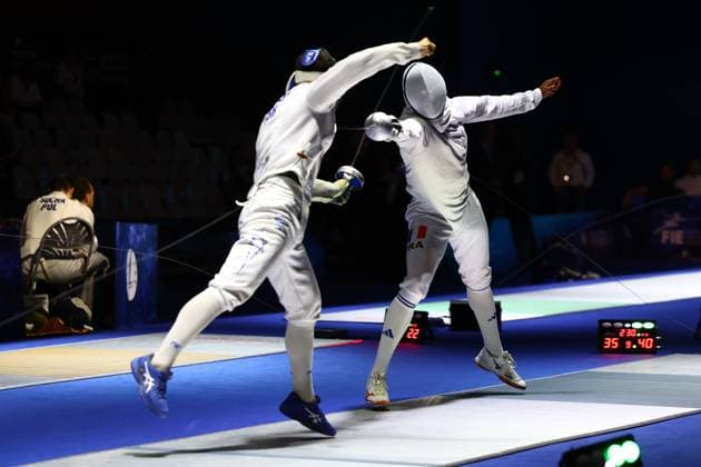 Escrime championnat d Europe PHOTOPQR LE COURRIER PICARD Haslin ; Antony ; 19 06 2026 ; 19 06 26 Championnat d Europe d escrime - épée par equipe hommas 1 4 de finale Aymerick Gally Photo Fred Haslin European fencing championship, in Antony, France, on june 19th 2026 Antony 92 France  Copyright: xPHOTOPQR LExCOURRIERxPICARD MAXPxHaslinx 20260619LCP5806 20260619LCP5806