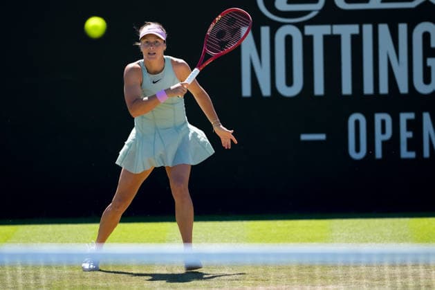 Lexus Nottingham Open - Day Five Tatjana Maria in action during her quarter-final singles match at the 2026 Lexus Nottingham Open Women s tennis tournament at the Nottingham Tennis Centre in Nottingham, England, on June 19, 2026. Nottingham Great Britain United Kingdom  Copyright: xOwenxHammondx originalFilename:hammond-2026lexu260619_np3EM.jpg