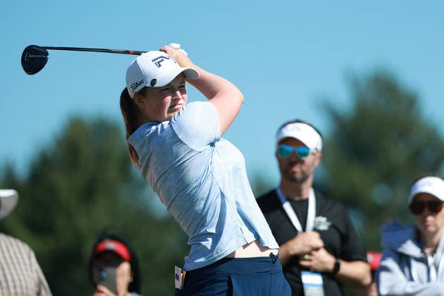 Meijer LPGA, Golf Damen Classic BELMONT, MICHIGAN - JUNE 19: Lottie Woad of England plays her tee shot on the second hole during the second round of the Meijer LPGA Classic for Simply Give golf tournament at Blythefield Country Club in Belmont, MI, USA Friday, June 19, 2026. Belmont Michigan United States  Copyright: xJorgexLemusx originalFilename:lemus-meijerlp260619_npiUW.jpg