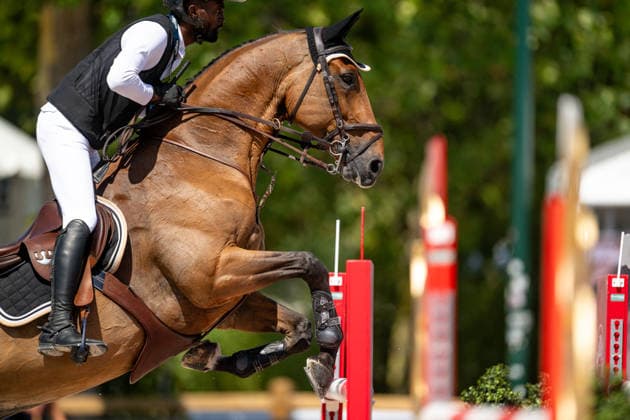 Swann Belembete sur DIKENESCH DORCHIVAL lors du Prix Selman Marrakech de la 12ème édition Longines Paris Eiffel Jumping au pied de la Tour Eiffel sur le Champ-de-Mars à Paris, France, le 19 juin 2026. Perusseau-Veeren Bestimage Selman Marrakech Prize during the 12th edition of the Longines Paris Eiffel Jumping at Champ-de-Mars near Eiffel Tower in Paris, France, on June 19, 2026. Paris France  Copyright: xPerusseau-Veerenx xBestimagexPerusseau-Veerenx xBestimagex