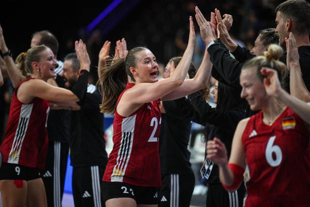 Belgium v Germany - 2026 FIVB Volleyball Nations League ANKARA, TURKIYE - JUNE 19: Players of Germany celebrate after winning the 2026 FIVB Volleyball Nations League week 2 match between Belgium and Germany at Ankara Sports Hall in Ankara, Turkiye on June 19, 2026. Akin Celiktas Anadolu Ankara Turkey. Editorial use only. Please get in touch for any other usage.  Copyright: x2026xAnadoluxAkinxCeliktasx