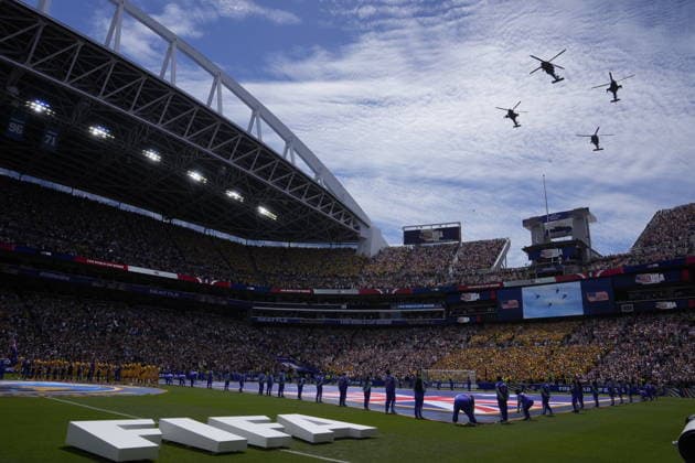FIFA World Cup, WM, Weltmeisterschaft, Fussball 2026 - Group D - USA vs Australia Helicopters fly over the stadium prior the FIFA World Cup 2026 group stage match USA against Australia, in Seattle, USA, 19 June 2026. SEATTLE United States  Copyright: xSTEPHANxBRASHEARx