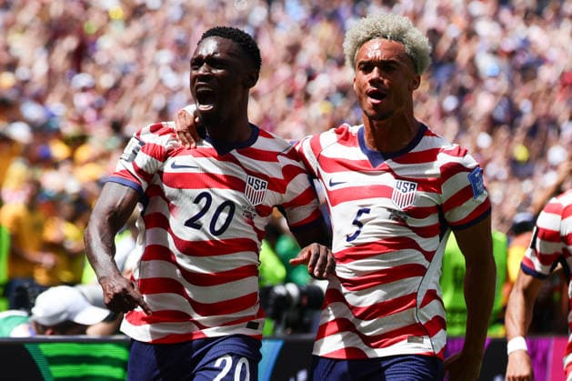 Folarin Balogun of USA and Antonee Robinson of USA celebrate an own goal by Cameron Burgess of Australia during the FIFA World Cup, WM, Weltmeisterschaft, Fussball 2026 match between USA and Australia at Lumen Field, Seattle, USA on 19 June 2026. Copyright: xPeterxDovganx 45090026