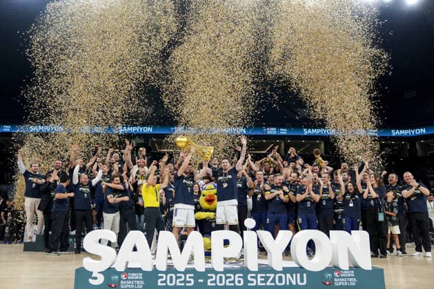 Basketball, Turkey, Super League: Fenerbahçe Istanbul celebrates winning the championship