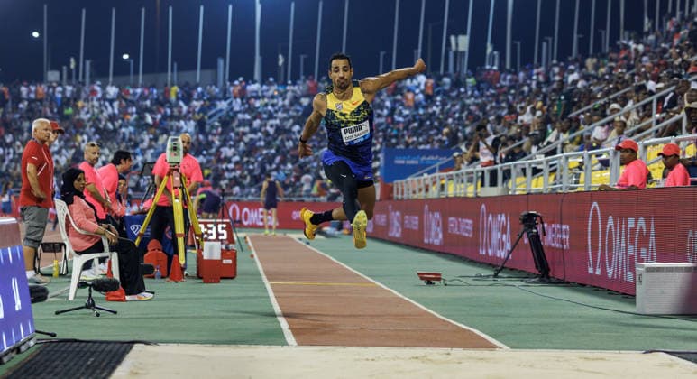 Diamond League Athletics in Doha DOHA, QATAR - JUNE 19: Brazilian athlete Almir Dos Santos competes in the men s triple jump final during the Diamond League athletics meeting at the Suheim Bin Hamad Stadium in Doha, Qatar on June 19, 2026. Mohammed Dabbous Anadolu Doha Qatar. Editorial use only. Please get in touch for any other usage.  Copyright: x2026xAnadoluxMohammedxDabbousx