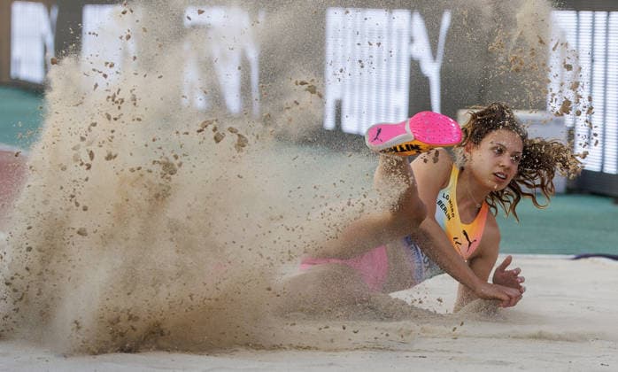Diamond League Athletics in Doha DOHA, QATAR - JUNE 19: German athlete Caroline Joyeux competes in the women s triple jump final during the Diamond League athletics meeting at the Suheim Bin Hamad Stadium in Doha, Qatar on June 19, 2026. Mohammed Dabbous Anadolu Doha Qatar. Editorial use only. Please get in touch for any other usage.  Copyright: x2026xAnadoluxMohammedxDabbousx