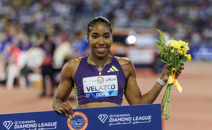 Diamond League Athletics in Doha DOHA, QATAR - JUNE 19: Cuban athlete Davisleydi Velazco wins the women s triple jump final during the Diamond League athletics meeting at the Suheim Bin Hamad Stadium in Doha, Qatar on June 19, 2026. Mohammed Dabbous Anadolu Doha Qatar. Editorial use only. Please get in touch for any other usage.  Copyright: x2026xAnadoluxMohammedxDabbousx