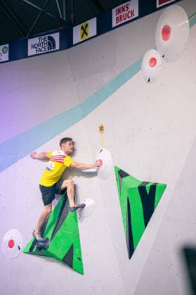 June 19, 2026 Climbing Bouldering World Climbing Series Innsbruck 2026 Mens Final Hannes Van Duysen BEL Innsbruck Climbing Center Innsbruck Austria,detected_source_language