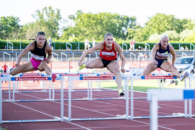 Anhalt 2026 28th International Track and Field Meeting, Dessau, Germany, June 19, 2026. Pictured, from left