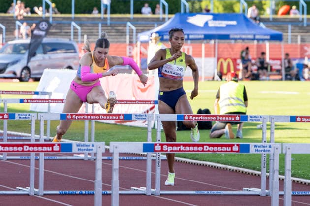 Anhalt 2026 28th International Track and Field Meeting, Dessau, Germany, June 19, 2026. Pictured, from left