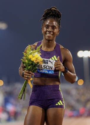 Diamond League Athletics in Doha DOHA, QATAR - JUNE 19: Jamaican athlete Kemba Nelson celebrates after finishing first in the women s 100-meter dash final during the Diamond League athletics meeting at the Suheim Bin Hamad Stadium in Doha, Qatar on June 19, 2026. Mohammed Dabbous Anadolu Doha Qatar. Editorial use only. Please get in touch for any other usage.  Copyright: x2026xAnadoluxMohammedxDabbousx