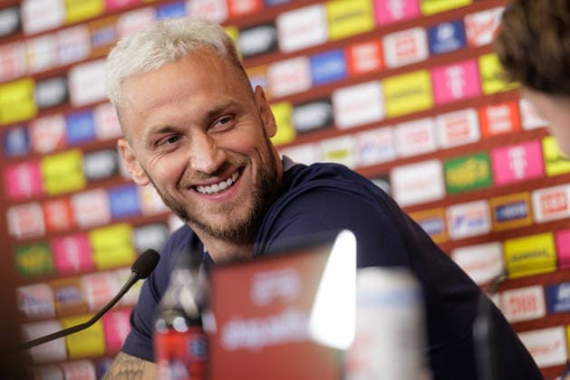 FOOTBALL - FIFA World Cup, WM, Weltmeisterschaft, Fussball 2026, preview SANTA BARBARA,CALIFORNIA,USA,19.JUN.26 - FOOTBALL - FIFA World Cup 2026, USA, Mexico, Canada, preview, Oesterreichischer Fussball-Bund, press conference, PK, Pressekonferenz team AUT. Image shows Marko Arnautovic (AUT).  GEPAxpictures xArminxRauthner