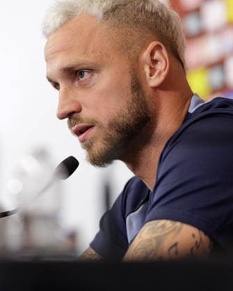 FOOTBALL - FIFA World Cup, WM, Weltmeisterschaft, Fussball 2026, preview SANTA BARBARA,CALIFORNIA,USA,19.JUN.26 - FOOTBALL - FIFA World Cup 2026, USA, Mexico, Canada, preview, Oesterreichischer Fussball-Bund, press conference, PK, Pressekonferenz team AUT. Image shows Marko Arnautovic (AUT).  GEPAxpictures xArminxRauthner